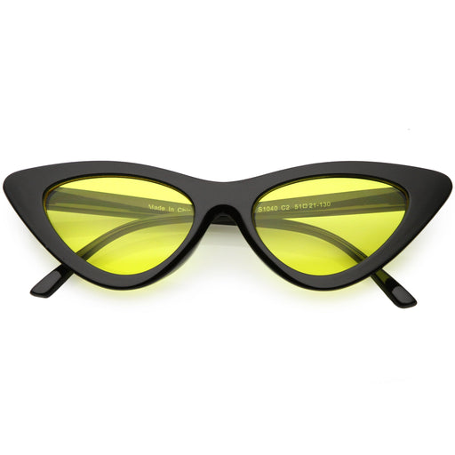 zeroUV Women's Retro Flat Angle Colored Lens Black Frame Sunglasses C511 Sunglasses