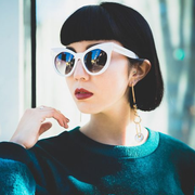 zeroUV Women's Retro Horned Rim Cat Eye Narrow Flat Lens Sunglasses C514 Sunglasses