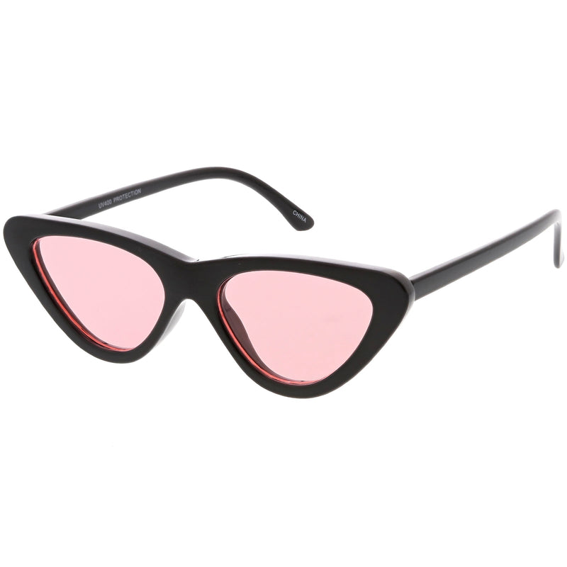 zeroUV Retro 1990's Narrow Color Tone Flat Lens Cat Eye Sunglasses C522 Sunglasses