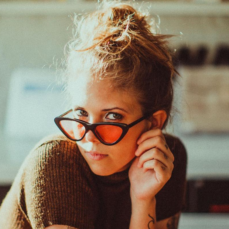 zeroUV Retro 1990's Narrow Color Tone Flat Lens Cat Eye Sunglasses C522 Sunglasses