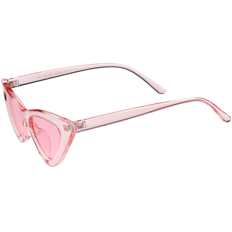 zeroUV Women's Retro 1990's Narrow Flat Color Tone Lens Cat Eye Sunglasses C524 Sunglasses