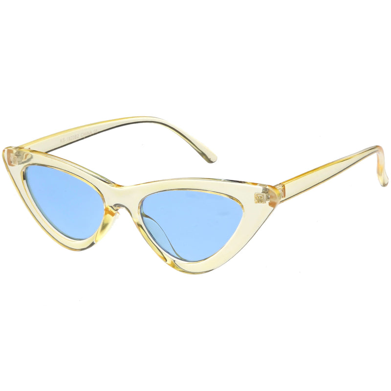 zeroUV Women's Retro 1990's Narrow Flat Color Tone Lens Cat Eye Sunglasses C524 Sunglasses