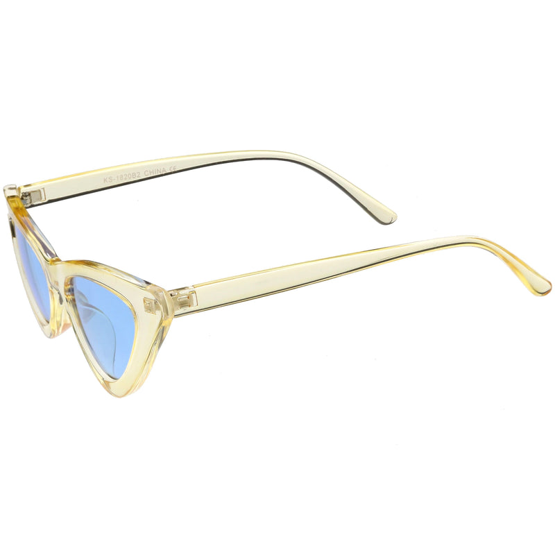 zeroUV Women's Retro 1990's Narrow Flat Color Tone Lens Cat Eye Sunglasses C524 Sunglasses