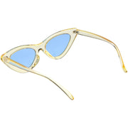 zeroUV Women's Retro 1990's Narrow Flat Color Tone Lens Cat Eye Sunglasses C524 Sunglasses