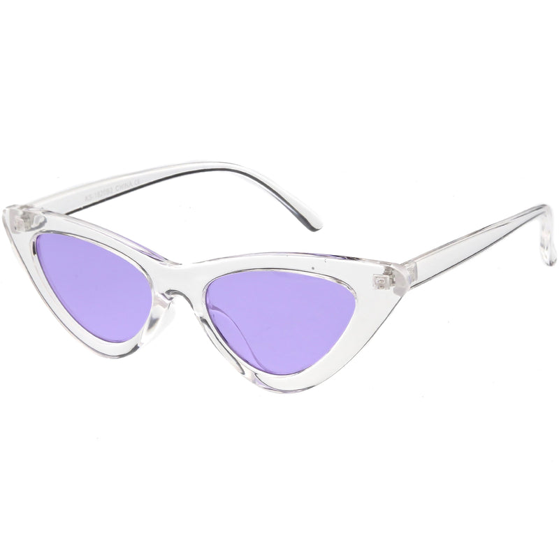 zeroUV Women's Retro 1990's Narrow Flat Color Tone Lens Cat Eye Sunglasses C524 Sunglasses