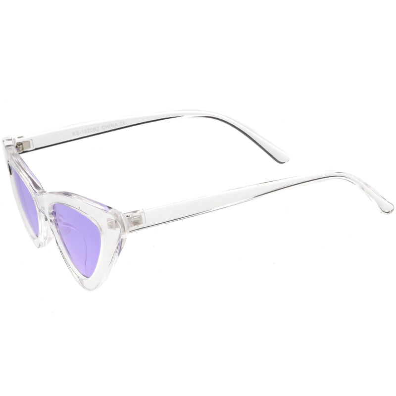 zeroUV Women's Retro 1990's Narrow Flat Color Tone Lens Cat Eye Sunglasses C524 Sunglasses