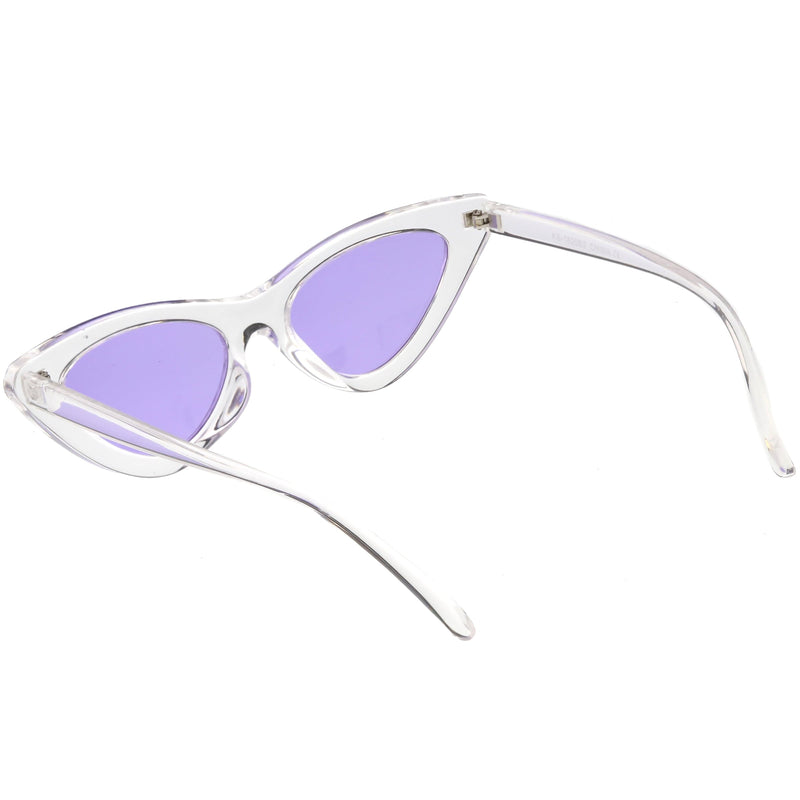 zeroUV Women's Retro 1990's Narrow Flat Color Tone Lens Cat Eye Sunglasses C524 Sunglasses