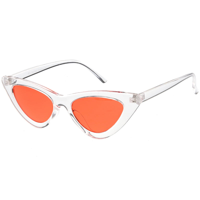 zeroUV Women's Retro 1990's Narrow Flat Color Tone Lens Cat Eye Sunglasses C524 Sunglasses