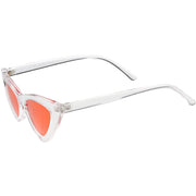 zeroUV Women's Retro 1990's Narrow Flat Color Tone Lens Cat Eye Sunglasses C524 Sunglasses
