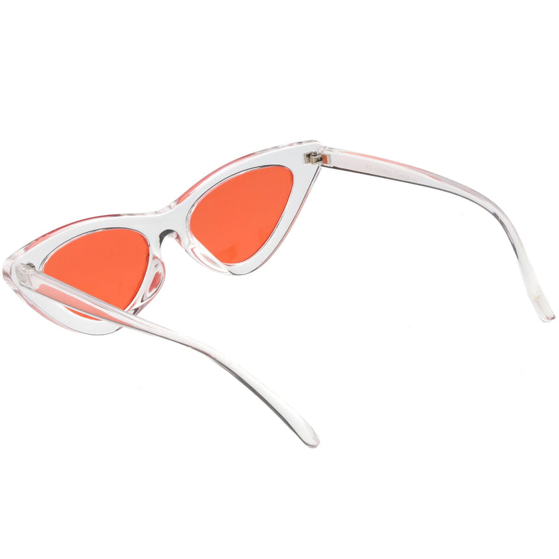 zeroUV Women's Retro 1990's Narrow Flat Color Tone Lens Cat Eye Sunglasses C524 Sunglasses