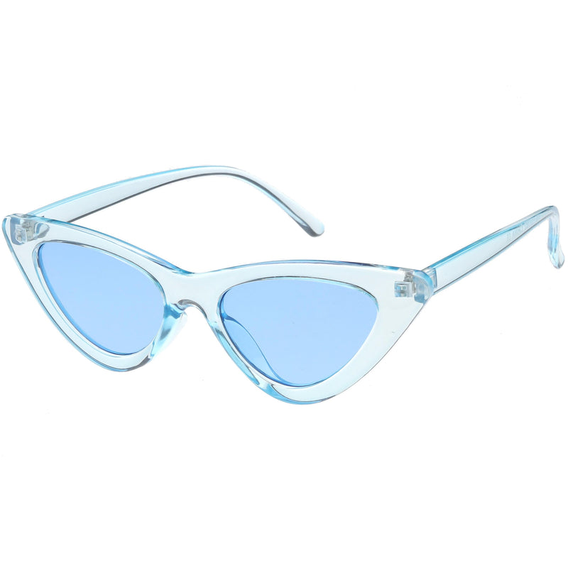 zeroUV Women's Retro 1990's Narrow Flat Color Tone Lens Cat Eye Sunglasses C524 Sunglasses