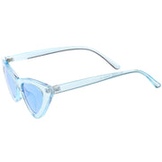 zeroUV Women's Retro 1990's Narrow Flat Color Tone Lens Cat Eye Sunglasses C524 Sunglasses