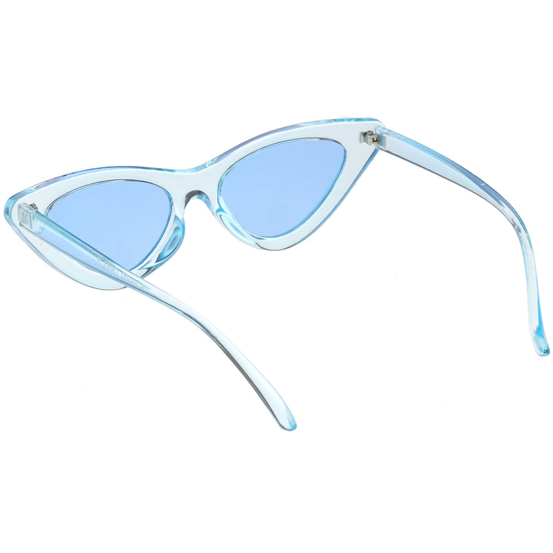 zeroUV Women's Retro 1990's Narrow Flat Color Tone Lens Cat Eye Sunglasses C524 Sunglasses