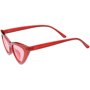zeroUV Women's Retro 1990's Narrow Flat Color Tone Lens Cat Eye Sunglasses C524 Sunglasses