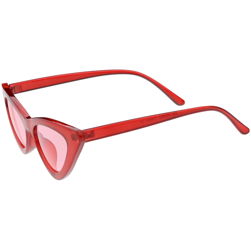 zeroUV Women's Retro 1990's Narrow Flat Color Tone Lens Cat Eye Sunglasses C524 Sunglasses