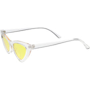 zeroUV Women's Retro 1990's Narrow Flat Color Tone Lens Cat Eye Sunglasses C524 Sunglasses