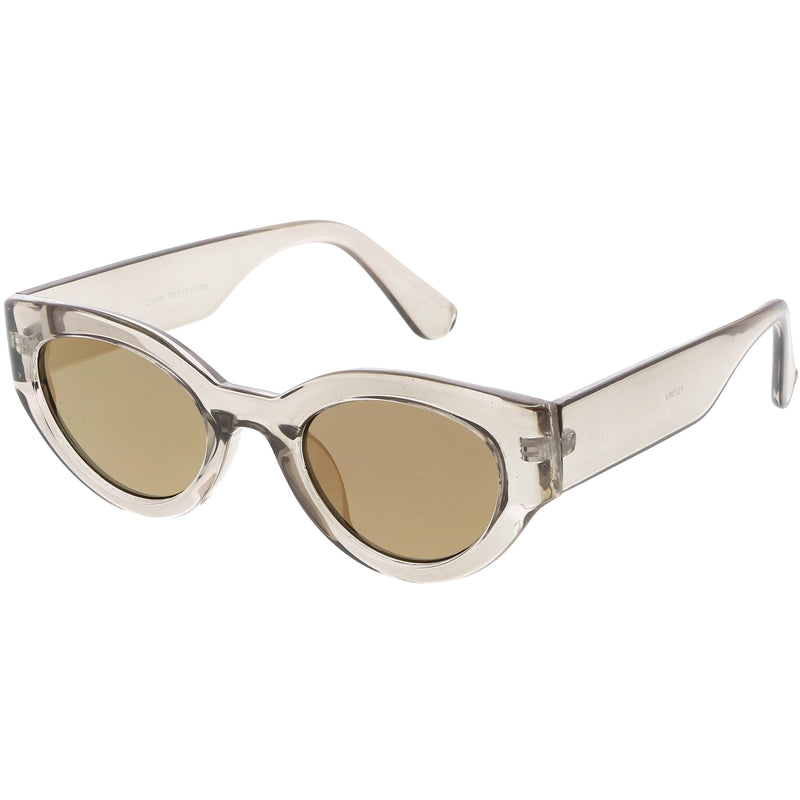 zeroUV Bold Retro Fashion Oval Mirrored Flat Lens Sunglasses C544