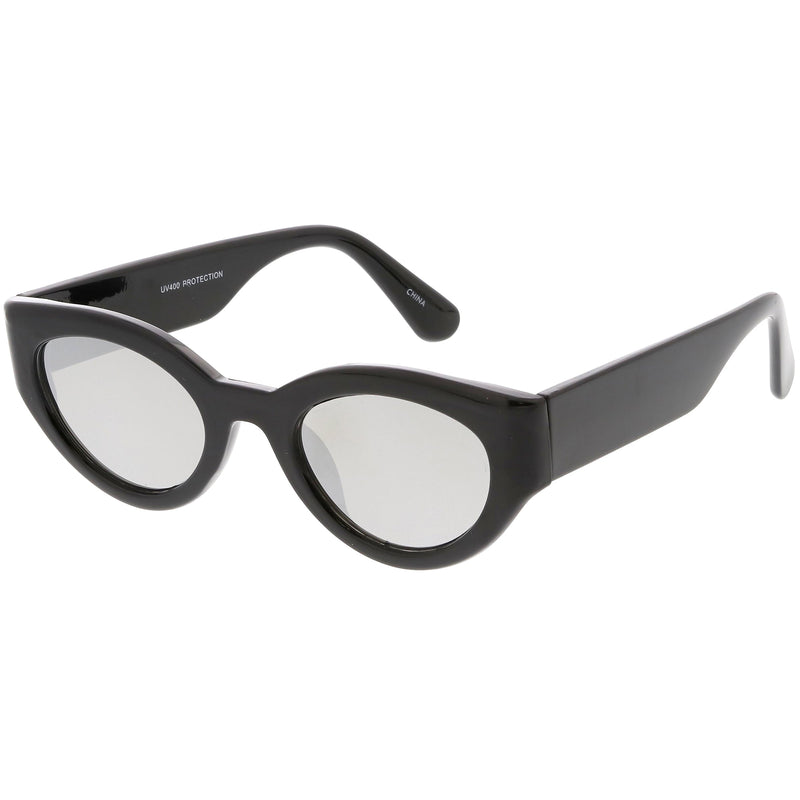 zeroUV Bold Retro Fashion Oval Mirrored Flat Lens Sunglasses C544