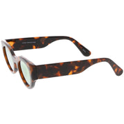 zeroUV Bold Retro Fashion Oval Mirrored Flat Lens Sunglasses C544