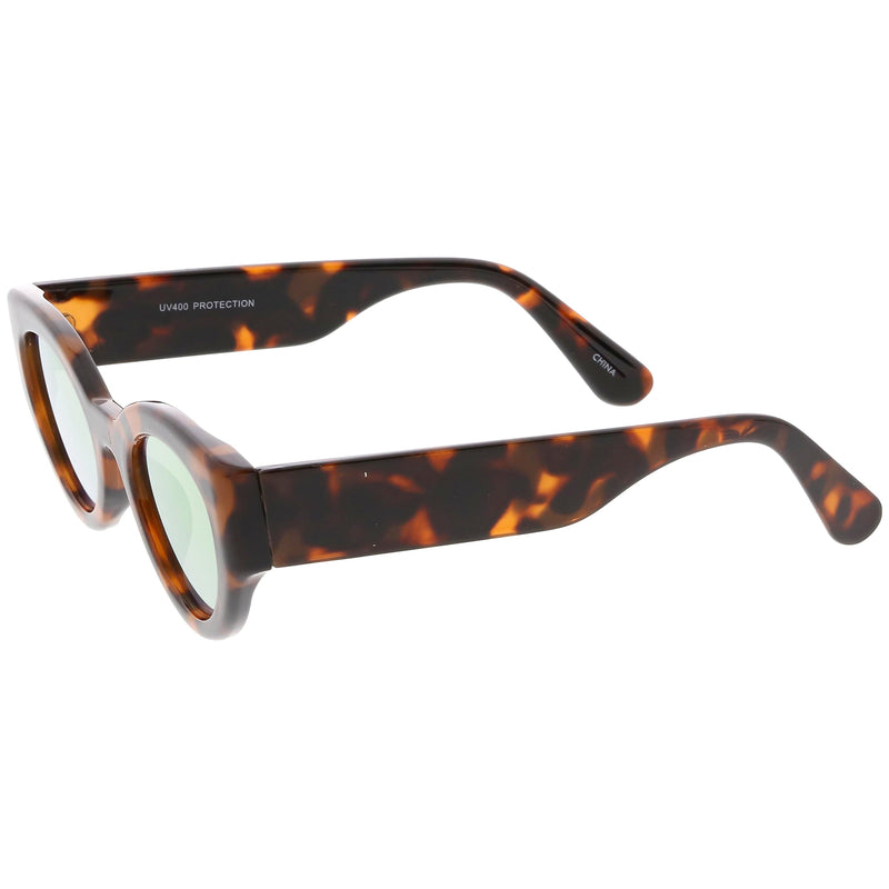 zeroUV Bold Retro Fashion Oval Mirrored Flat Lens Sunglasses C544