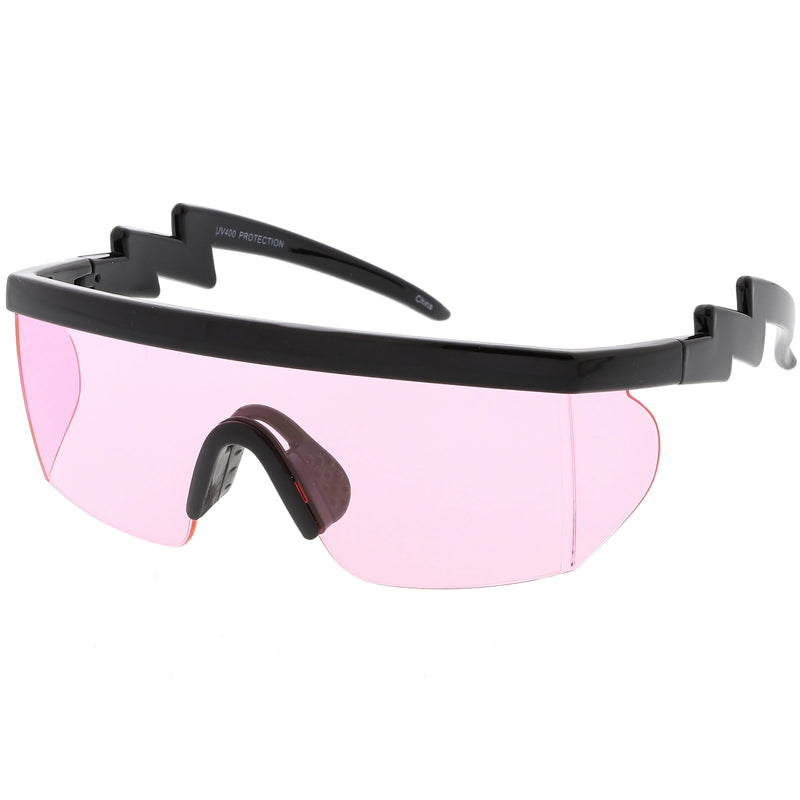 zeroUV Retro Flat Top Color Tone Half Frame Goggle Shield Sunglasses C546 Sunglasses