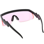 zeroUV Retro Flat Top Color Tone Half Frame Goggle Shield Sunglasses C546 Sunglasses