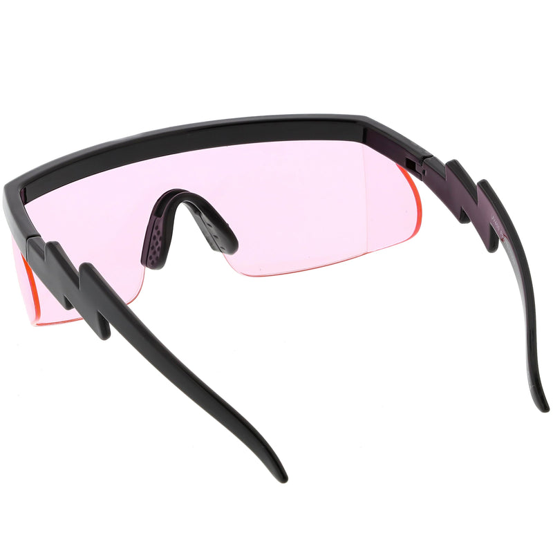 zeroUV Retro Flat Top Color Tone Half Frame Goggle Shield Sunglasses C546 Sunglasses