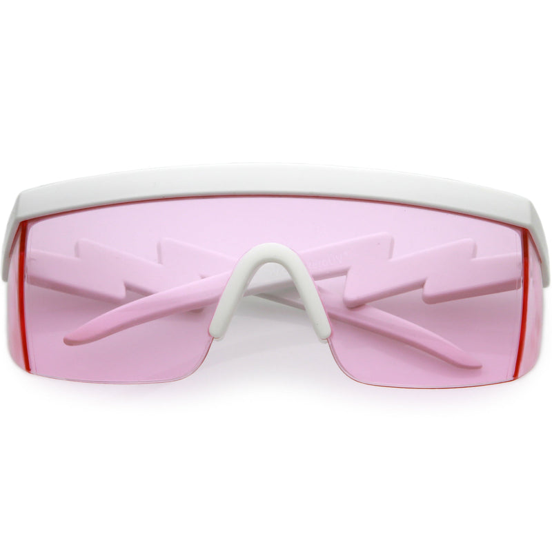 zeroUV Retro Flat Top Color Tone Half Frame Goggle Shield Sunglasses C546 Sunglasses