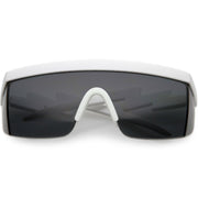 zeroUV Retro Flat Top Color Tone Half Frame Goggle Shield Sunglasses C546 Sunglasses