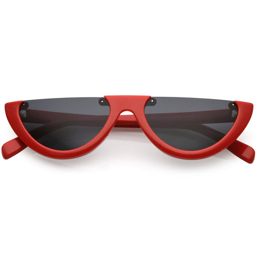 zeroUV Retro 90's Flat Top Moon Shape Cat Eye Sunglasses C569 Sunglasses