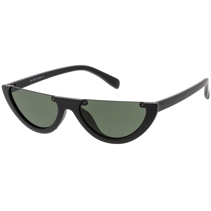 zeroUV Retro 90's Flat Top Moon Shape Cat Eye Sunglasses C569 Sunglasses