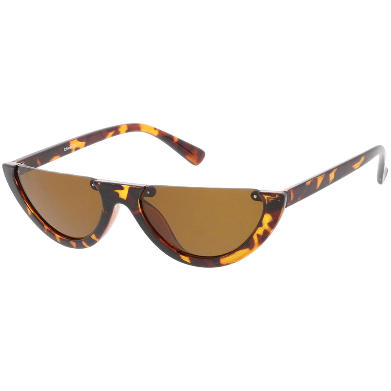 zeroUV Retro 90's Flat Top Moon Shape Cat Eye Sunglasses C569 Sunglasses