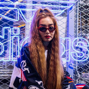 zeroUV Retro 90's Flat Top Moon Shape Cat Eye Sunglasses C569 Sunglasses