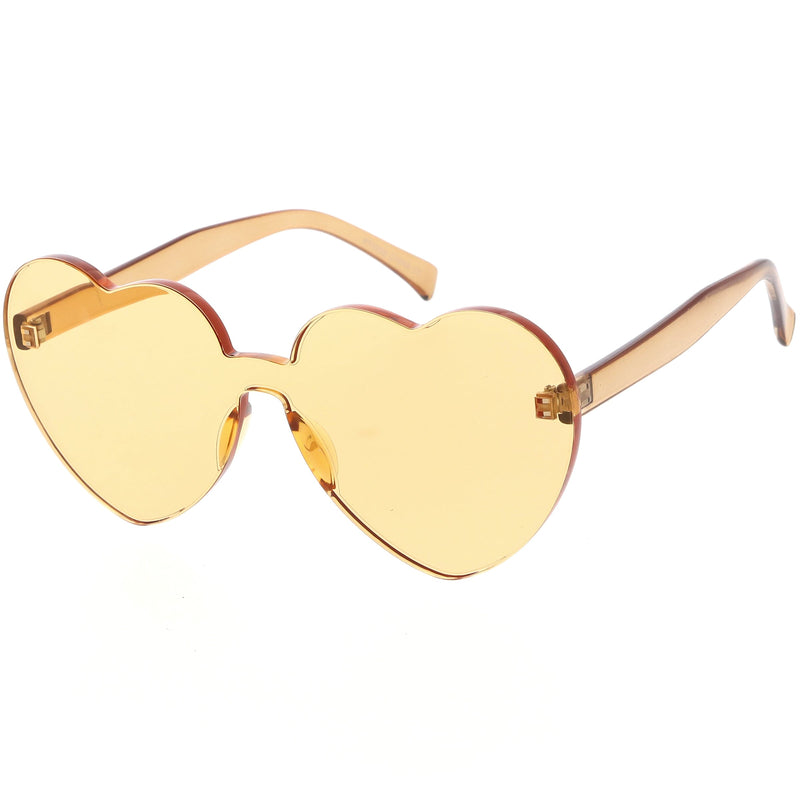 zeroUV Women's Heart Shape Color Tone Monoblock Sunglasses C578 Sunglasses