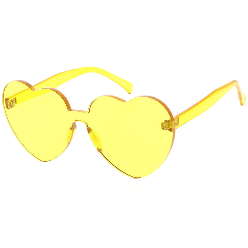 zeroUV Women's Heart Shape Color Tone Monoblock Sunglasses C578 Sunglasses