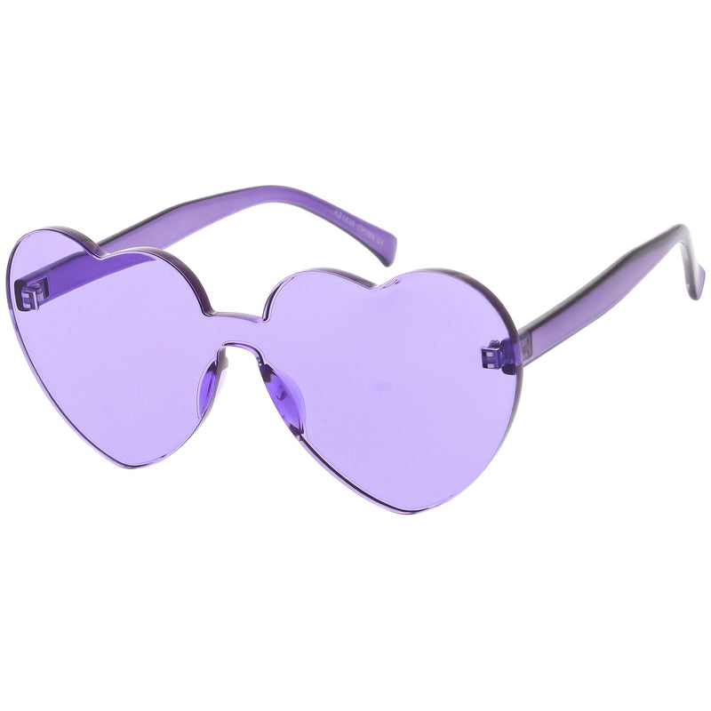 zeroUV Women's Heart Shape Color Tone Monoblock Sunglasses C578 Sunglasses