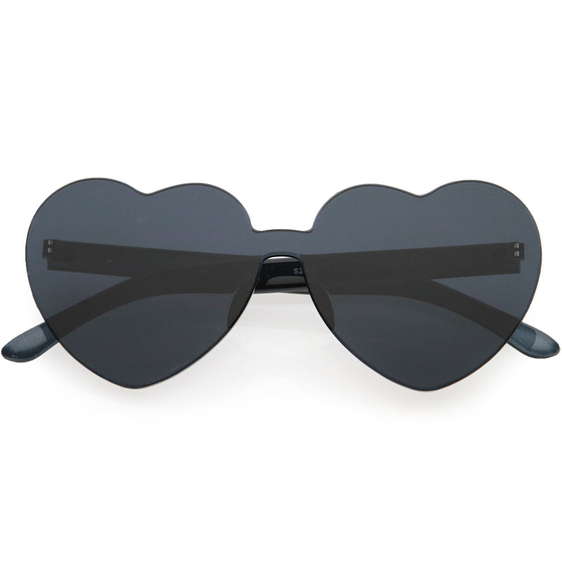 zeroUV Women's Heart Shape Color Tone Monoblock Sunglasses C578 Sunglasses