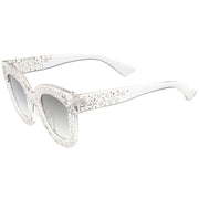 zeroUV Women's Trendy Star Rhinestone Horned Rim Sunglasses C579 Sunglasses