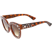 zeroUV Women's Trendy Star Rhinestone Horned Rim Sunglasses C579 Sunglasses