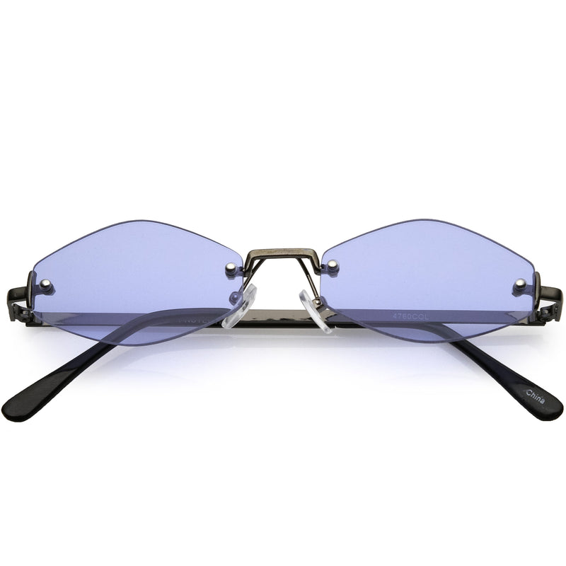 zeroUV 1990's Small Rimless Color Tone Geometric Hexagon Sunglasses C591 Sunglasses