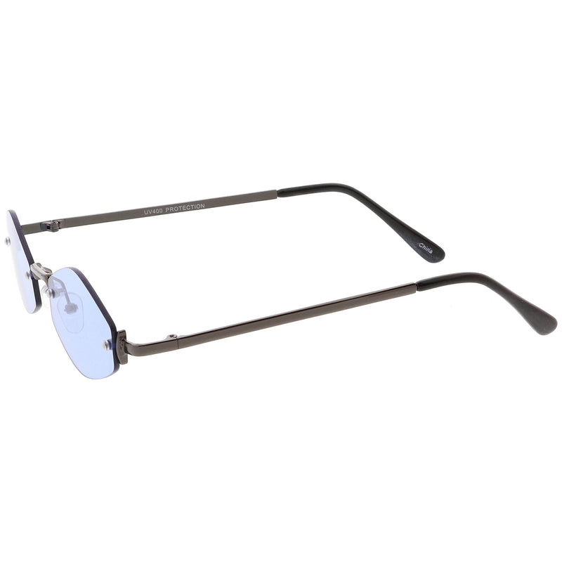 zeroUV 1990's Small Rimless Color Tone Geometric Hexagon Sunglasses C591 Sunglasses