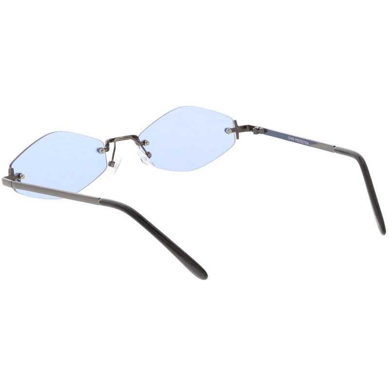 zeroUV 1990's Small Rimless Color Tone Geometric Hexagon Sunglasses C591 Sunglasses