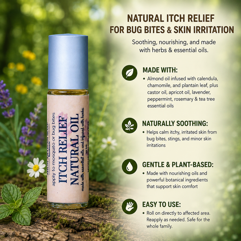 MION Artisan Soap Co. Itch Relief Natural Oil | Infused With Herbs | Made With Essential Oils