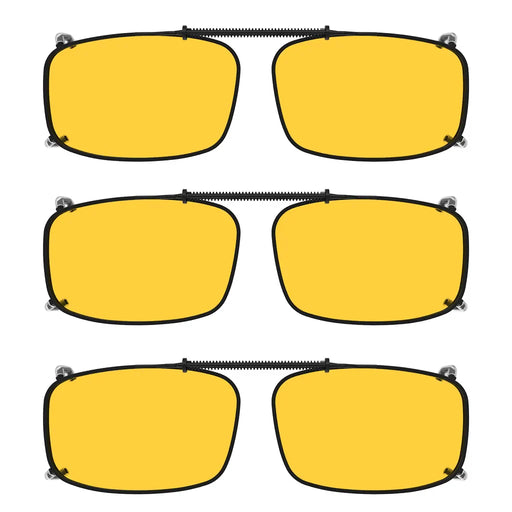 eyekeeper.com 3 Pack Clip on Polarized Night Vision Driving Glasses C63 (54MMx34MM) Sunglasses White Smoke Yellow-3pcs