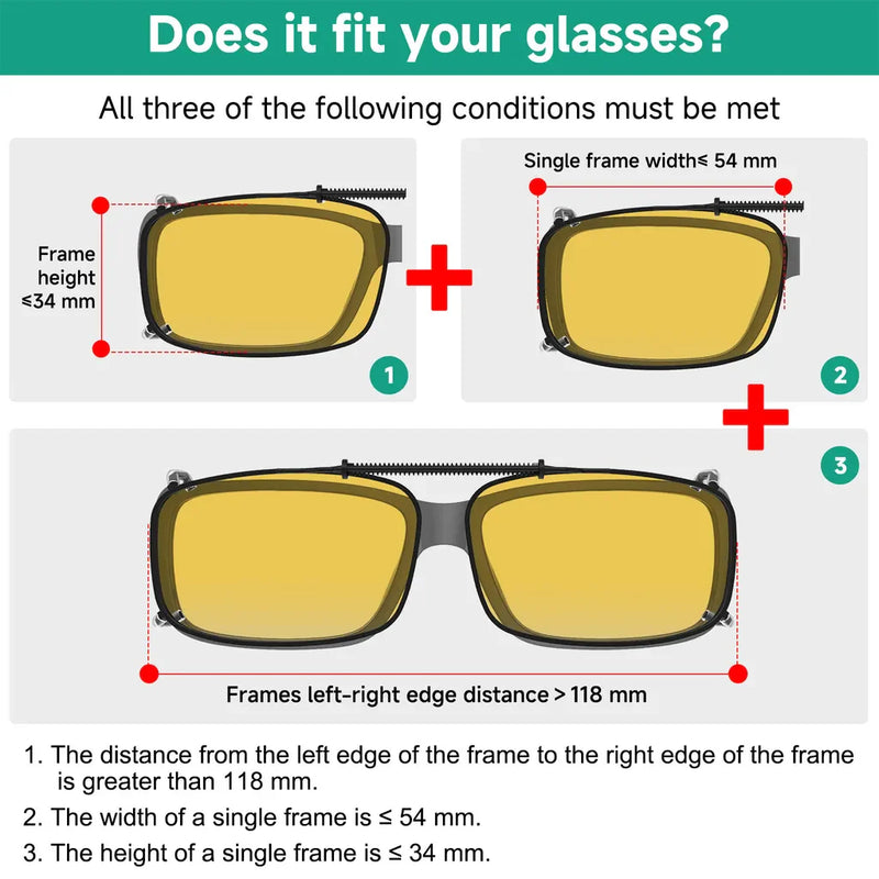 eyekeeper.com 3 Pack Clip on Polarized Night Vision Driving Glasses C63 (54MMx34MM) Sunglasses White Smoke Yellow-3pcs
