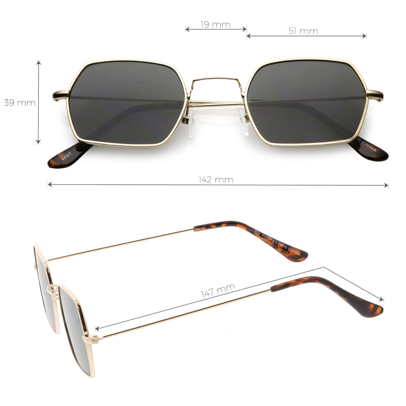 zeroUV Ultra Slim Metal Hexagon Geometric Sunglasses C633 Sunglasses