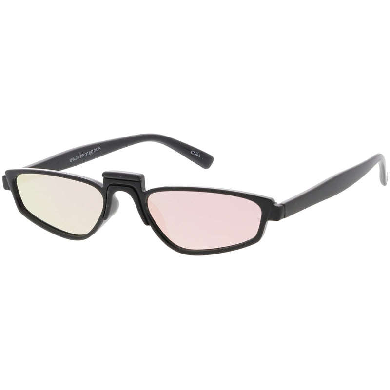 zeroUV Women's Retro Modern Low Bridge Mirrored Lens Cat Eye Sunglasses C670 Sunglasses