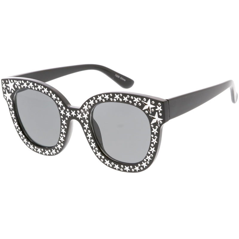zeroUV Oversize Novelty Star Embellished Horned Rim Sunglasses C683 Sunglasses