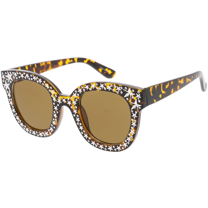 zeroUV Oversize Novelty Star Embellished Horned Rim Sunglasses C683 Sunglasses