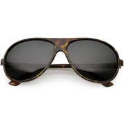 zeroUV Polarized Lens Oversize Flat Top Aviator Sunglasses C702 Sunglasses